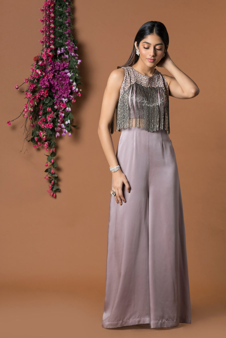 Buy online Pink Chiffon Knee Length Fusion Ethnic Jumpsuit from ethnic wear  for Women by Juniper for ₹1279 at 71% off | 2024 Limeroad.com